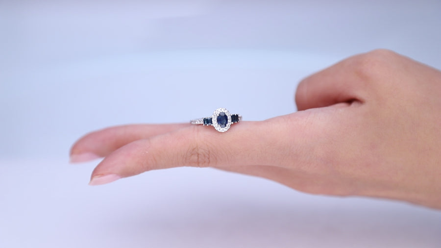 Adeline 10K White Gold Oval-Cut Ceylon Blue Sapphire Ring