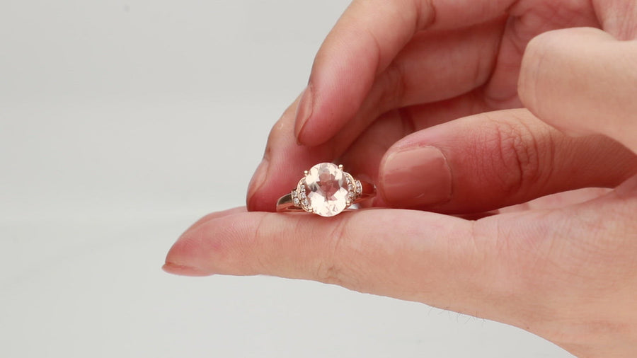 Nancy 10K Rose Gold Oval-Cut Madagascar Morganite Ring