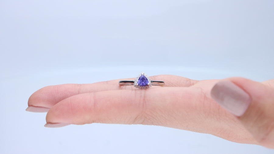 Isabella 10K White Gold Pear-Cut Tanzanian Tanzanite Ring