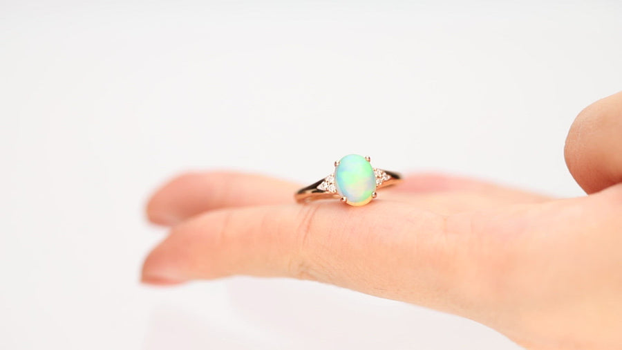 Brylee 10K Yellow Gold Oval-Cut Natural African Opal Ring