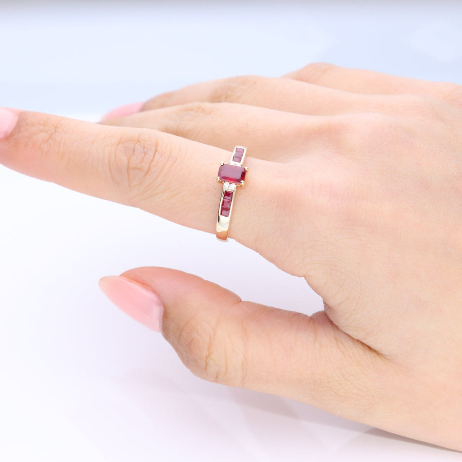 Evelyn 10K Yellow Gold Emerald-Cut  Mozambique Ruby Ring