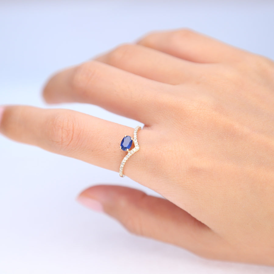 Alisson 10K Yellow Gold Oval-Cut Ceylon Blue Sapphire Ring