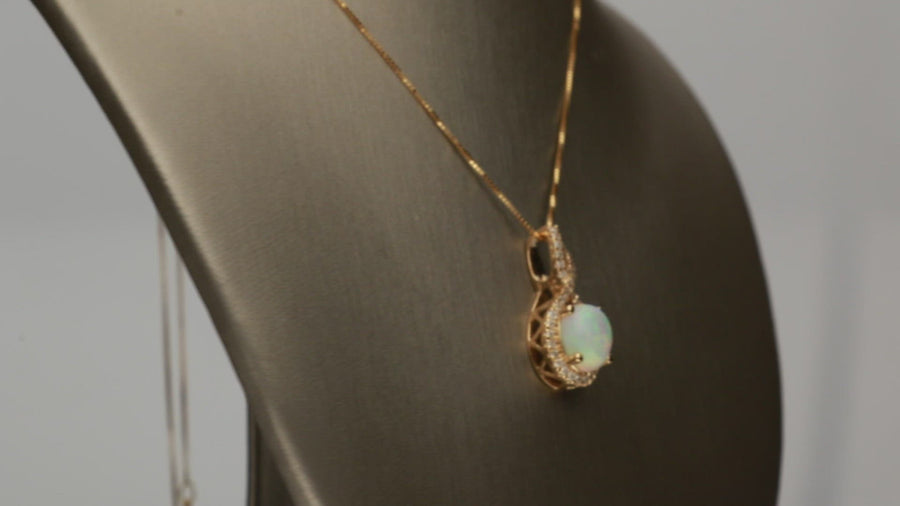 Naina 10K Yellow Gold Oval-Cab Natural African Opal Pendant