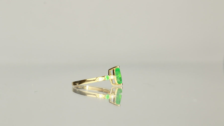 Radiant Beauty: Remi 14K Yellow Gold Marquise Cut Natural Zambian Emerald Ring