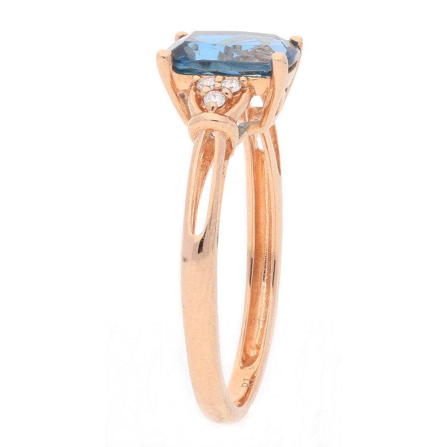 Karlee 10K Rose Gold Cushion-Cut Brazilian London Blue Topaz Ring