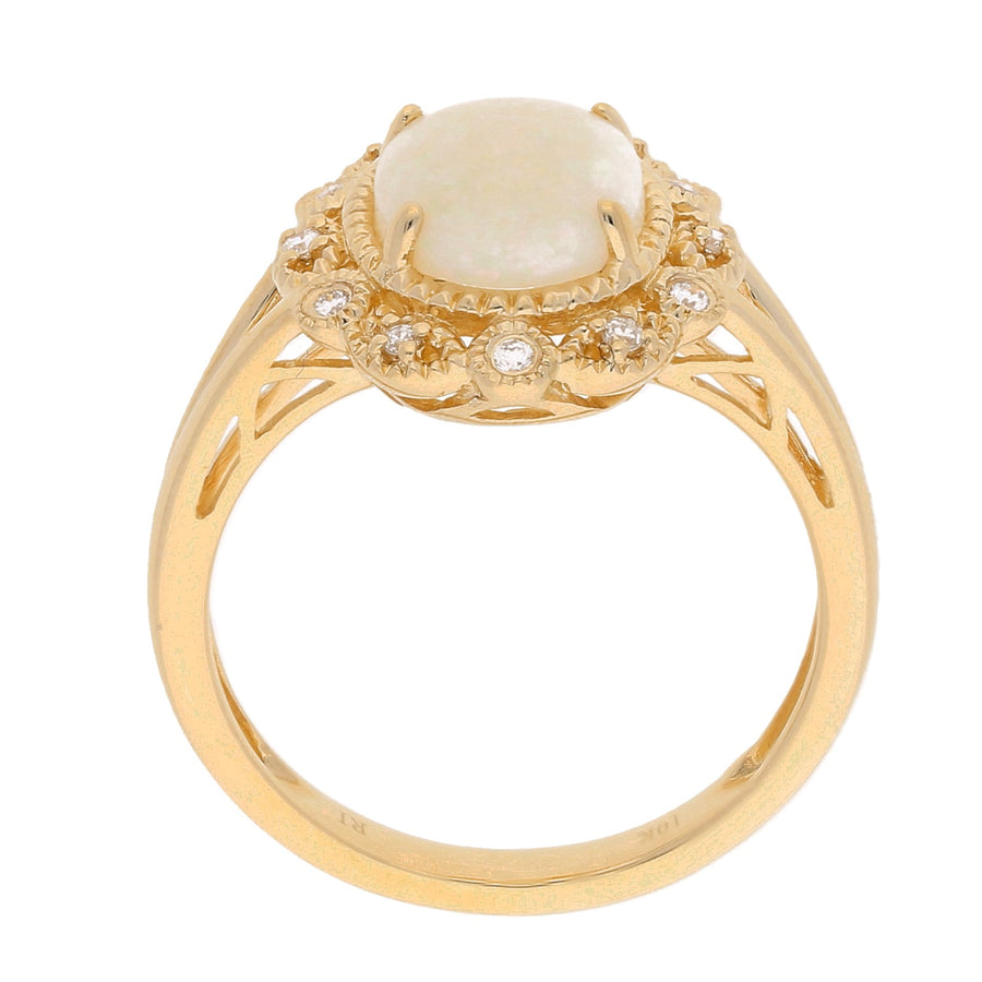 Aleah 10K Yellow Gold Oval-Tab Natural African Opal Ring