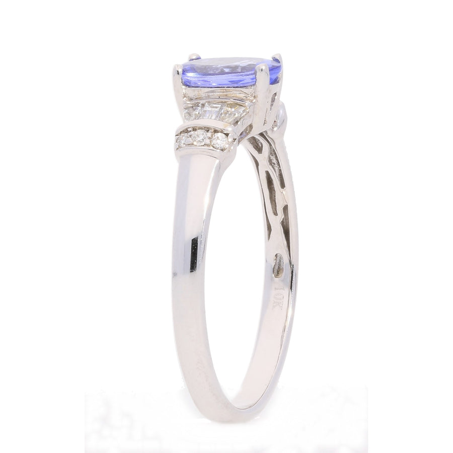 Nora 10K White Gold Round-Cut Tanzanian Tanzanite Ring