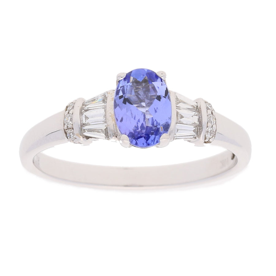 Nora 10K White Gold Round-Cut Tanzanian Tanzanite Ring