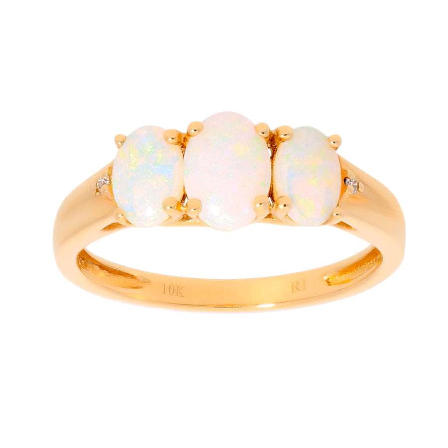 Alani 10K Yellow Gold Oval-Cut Natural African Opal Ring